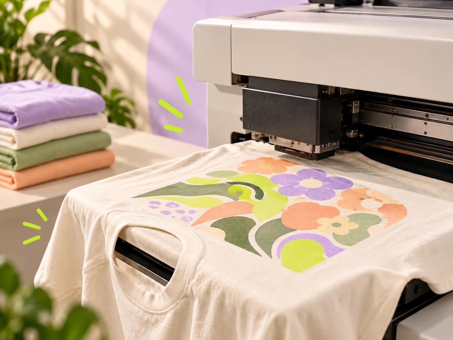 A cotton t-shirt with a detailed full-color design printed directly on the fabric