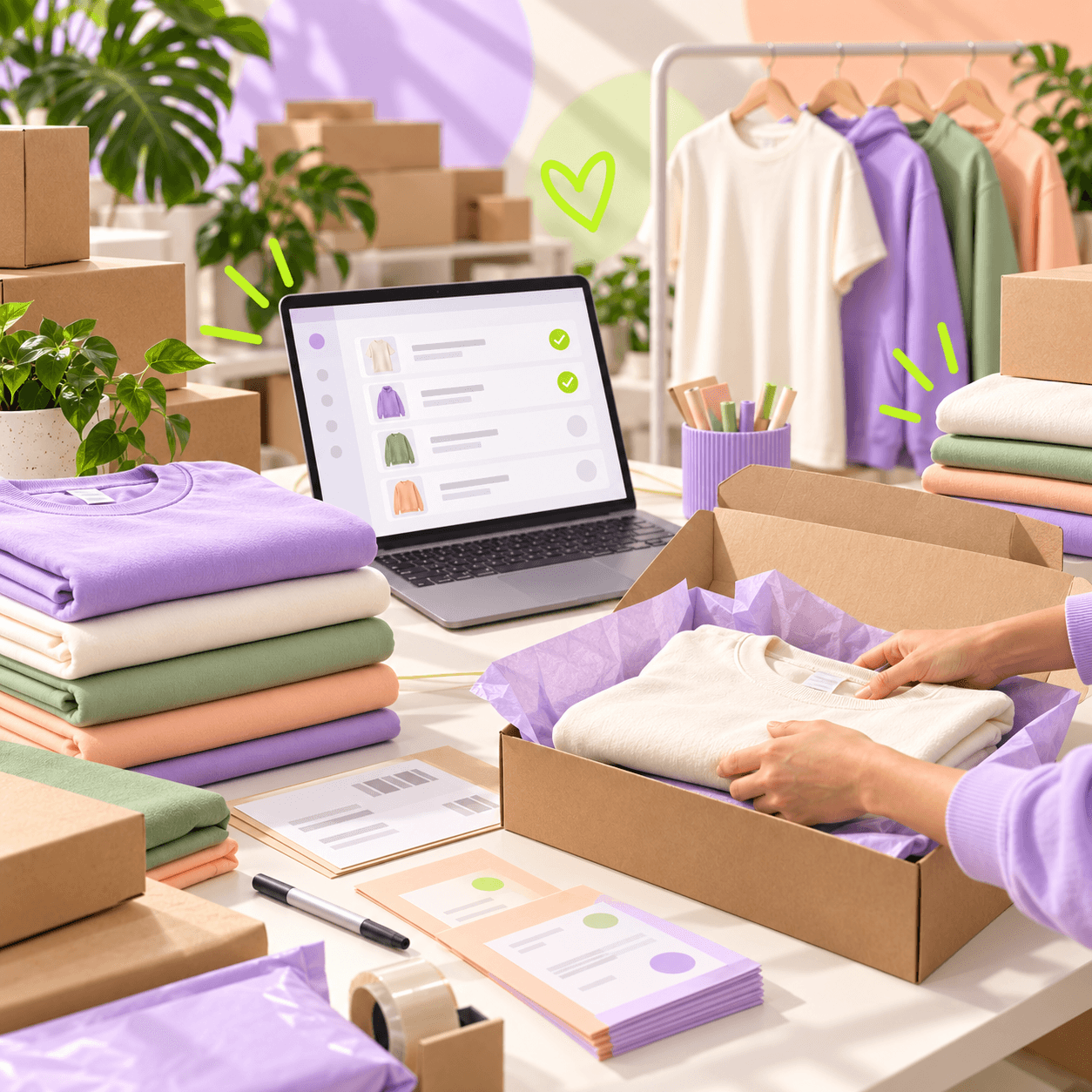 Orders being prepared and packed in a bright packing workshop