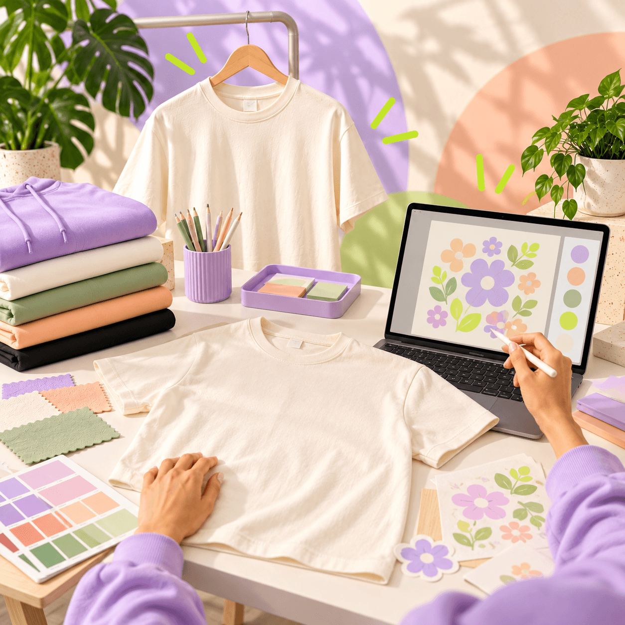 A t-shirt design studio where artwork is prepared for printing